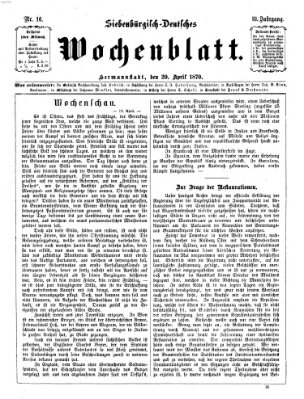 Siebenbürgisch-deutsches Wochenblatt Mittwoch 20. April 1870