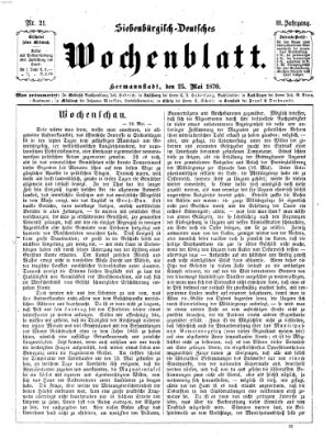 Siebenbürgisch-deutsches Wochenblatt Mittwoch 25. Mai 1870