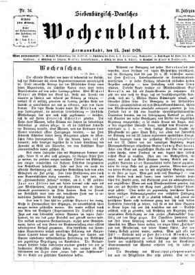 Siebenbürgisch-deutsches Wochenblatt Mittwoch 15. Juni 1870