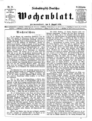 Siebenbürgisch-deutsches Wochenblatt Mittwoch 3. August 1870