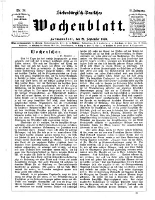 Siebenbürgisch-deutsches Wochenblatt Mittwoch 21. September 1870