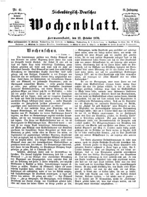 Siebenbürgisch-deutsches Wochenblatt Mittwoch 12. Oktober 1870