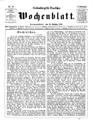 Siebenbürgisch-deutsches Wochenblatt Mittwoch 19. Oktober 1870