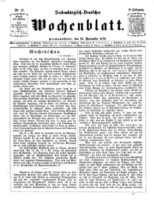 Siebenbürgisch-deutsches Wochenblatt Mittwoch 23. November 1870