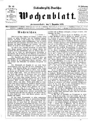 Siebenbürgisch-deutsches Wochenblatt Mittwoch 7. Dezember 1870