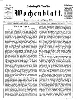 Siebenbürgisch-deutsches Wochenblatt Mittwoch 14. Dezember 1870