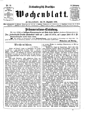 Siebenbürgisch-deutsches Wochenblatt Mittwoch 28. Dezember 1870