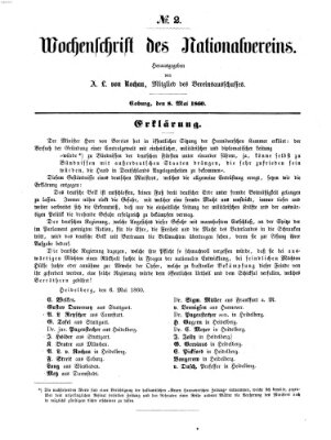 Wochenschrift des Nationalvereins Dienstag 8. Mai 1860