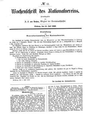 Wochenschrift des Nationalvereins Freitag 13. Juli 1860