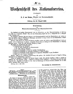 Wochenschrift des Nationalvereins Freitag 10. August 1860