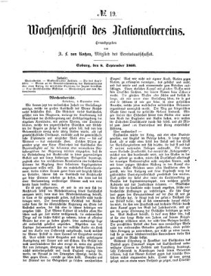 Wochenschrift des Nationalvereins Freitag 7. September 1860