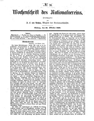 Wochenschrift des Nationalvereins Freitag 26. Oktober 1860