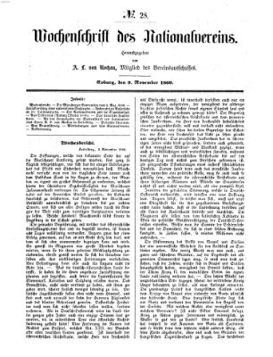 Wochenschrift des Nationalvereins Freitag 9. November 1860