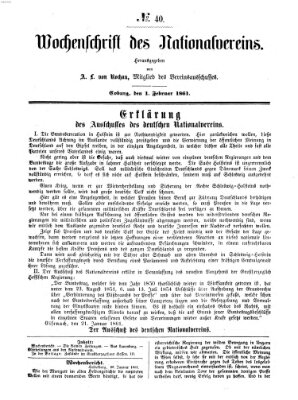 Wochenschrift des Nationalvereins Freitag 1. Februar 1861