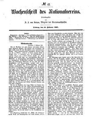 Wochenschrift des Nationalvereins Freitag 15. Februar 1861