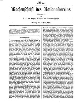 Wochenschrift des Nationalvereins Freitag 1. März 1861