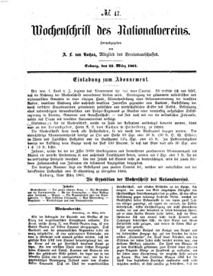 Wochenschrift des Nationalvereins Freitag 22. März 1861