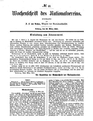 Wochenschrift des Nationalvereins Freitag 29. März 1861