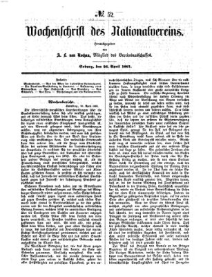 Wochenschrift des Nationalvereins Freitag 26. April 1861