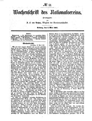 Wochenschrift des Nationalvereins Freitag 3. Mai 1861