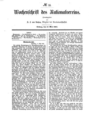 Wochenschrift des Nationalvereins Freitag 17. Mai 1861