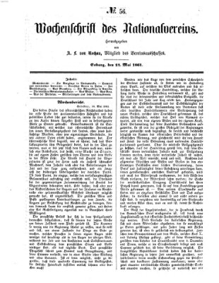 Wochenschrift des Nationalvereins Freitag 24. Mai 1861