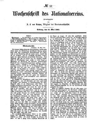 Wochenschrift des Nationalvereins Freitag 31. Mai 1861