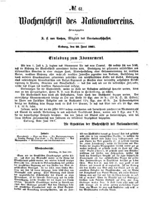 Wochenschrift des Nationalvereins Freitag 28. Juni 1861