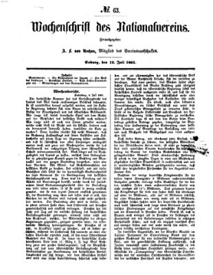 Wochenschrift des Nationalvereins Freitag 12. Juli 1861