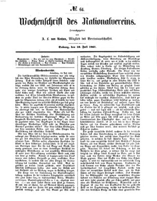 Wochenschrift des Nationalvereins Freitag 19. Juli 1861