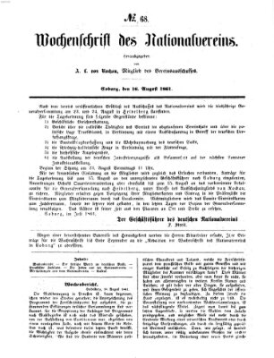 Wochenschrift des Nationalvereins Freitag 16. August 1861