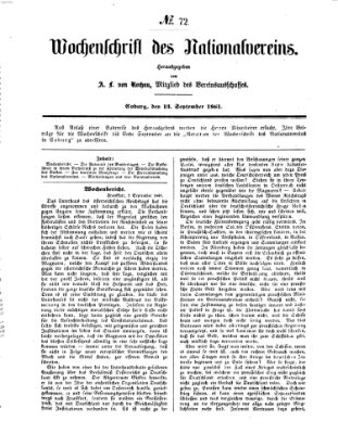 Wochenschrift des Nationalvereins Freitag 13. September 1861