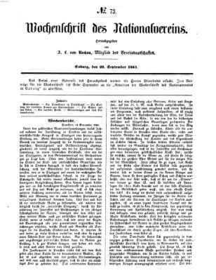 Wochenschrift des Nationalvereins Freitag 20. September 1861