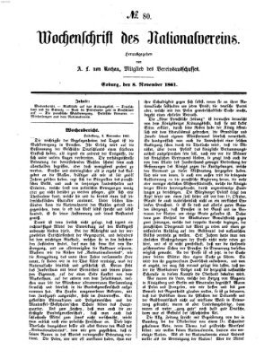 Wochenschrift des Nationalvereins Freitag 8. November 1861