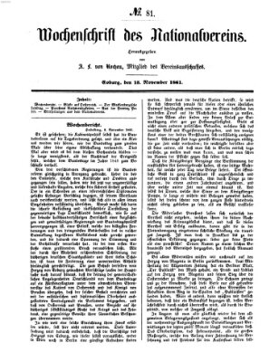 Wochenschrift des Nationalvereins Freitag 15. November 1861