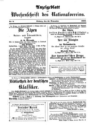 Wochenschrift des Nationalvereins Samstag 23. November 1861