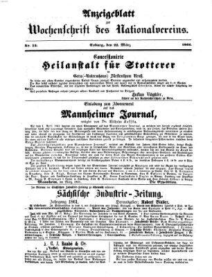 Wochenschrift des Nationalvereins Freitag 22. März 1861