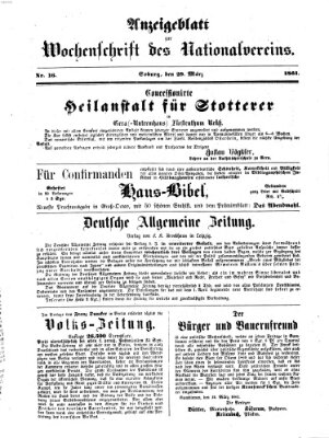 Wochenschrift des Nationalvereins Freitag 29. März 1861