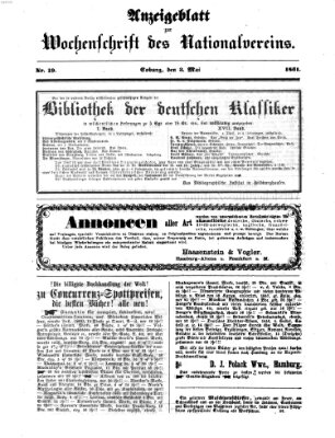 Wochenschrift des Nationalvereins Freitag 3. Mai 1861