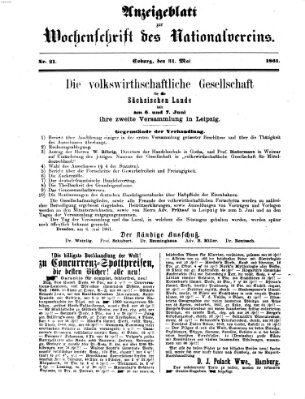 Wochenschrift des Nationalvereins Freitag 31. Mai 1861