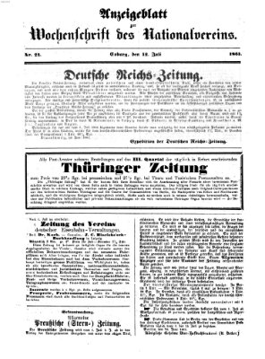 Wochenschrift des Nationalvereins Freitag 12. Juli 1861