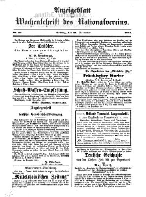 Wochenschrift des Nationalvereins Freitag 27. Dezember 1861