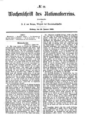 Wochenschrift des Nationalvereins Freitag 10. Januar 1862