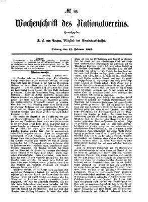 Wochenschrift des Nationalvereins Freitag 21. Februar 1862