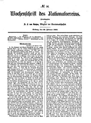 Wochenschrift des Nationalvereins Freitag 28. Februar 1862