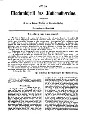 Wochenschrift des Nationalvereins Freitag 21. März 1862