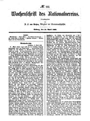 Wochenschrift des Nationalvereins Freitag 18. April 1862