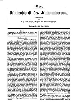 Wochenschrift des Nationalvereins Freitag 25. April 1862