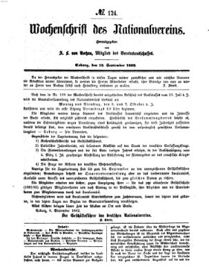 Wochenschrift des Nationalvereins Freitag 12. September 1862