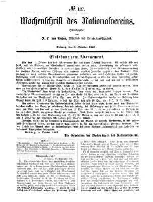 Wochenschrift des Nationalvereins Freitag 3. Oktober 1862